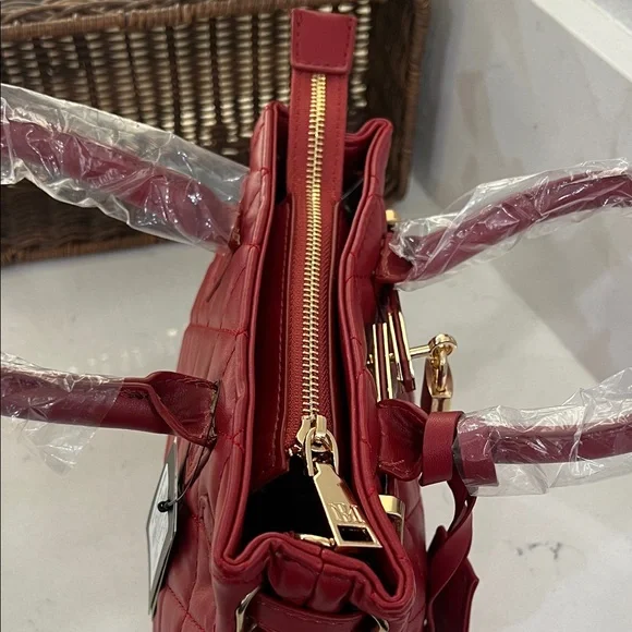 Badgley Mischka Red Quilted Satchel - Picture 13 of 13